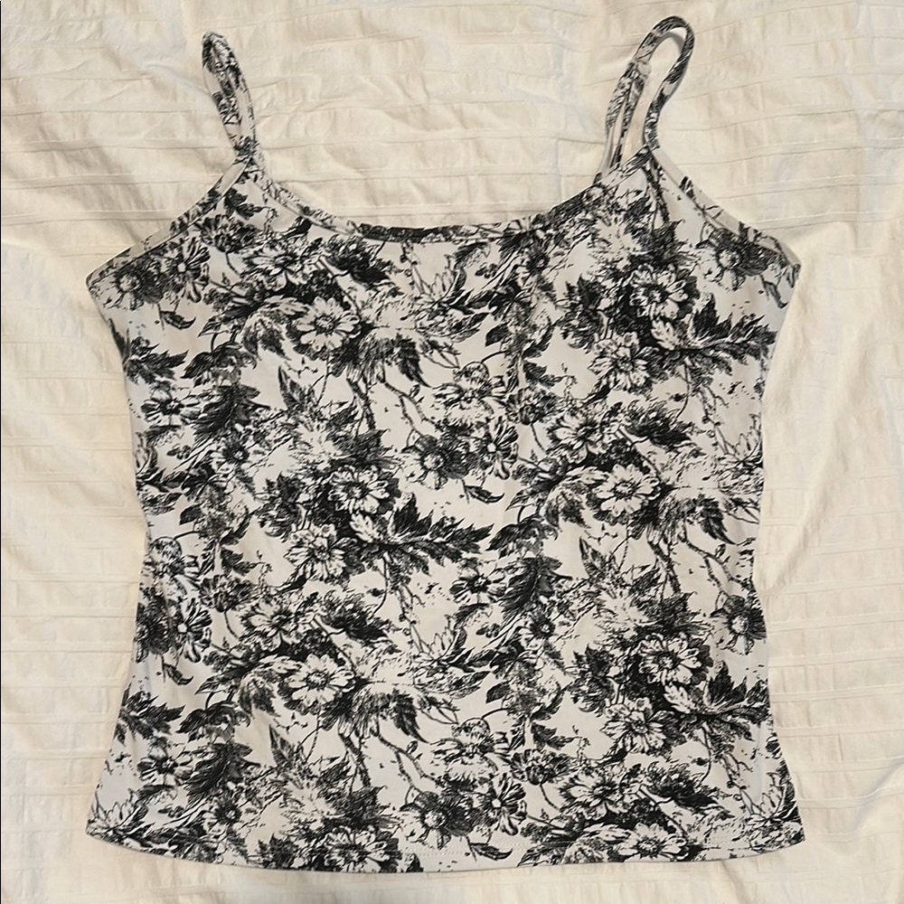 White House Black Market Fitted Black and White Camisole
